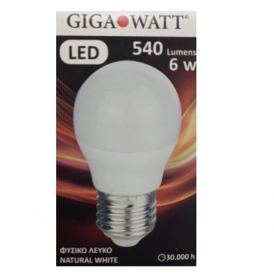 LED Gigawatt G45 6W E27 540LM 4200k