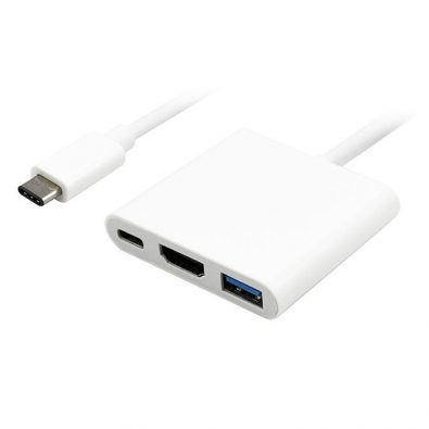 POWERTECH Type-C σε HDMI + Type-C + USB 3.0 PTH-042 4K, Λευκό